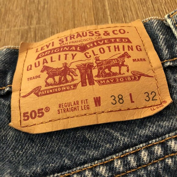 Vintage Levi’s 505 Regular Fit Straight Leg Denim Jeans 38 X 32 1998 - Picture 5 of 10